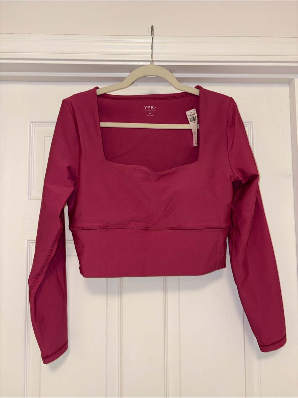 Abercrombie & Fitch Raspberry Pink Long Sleeve Crop Top